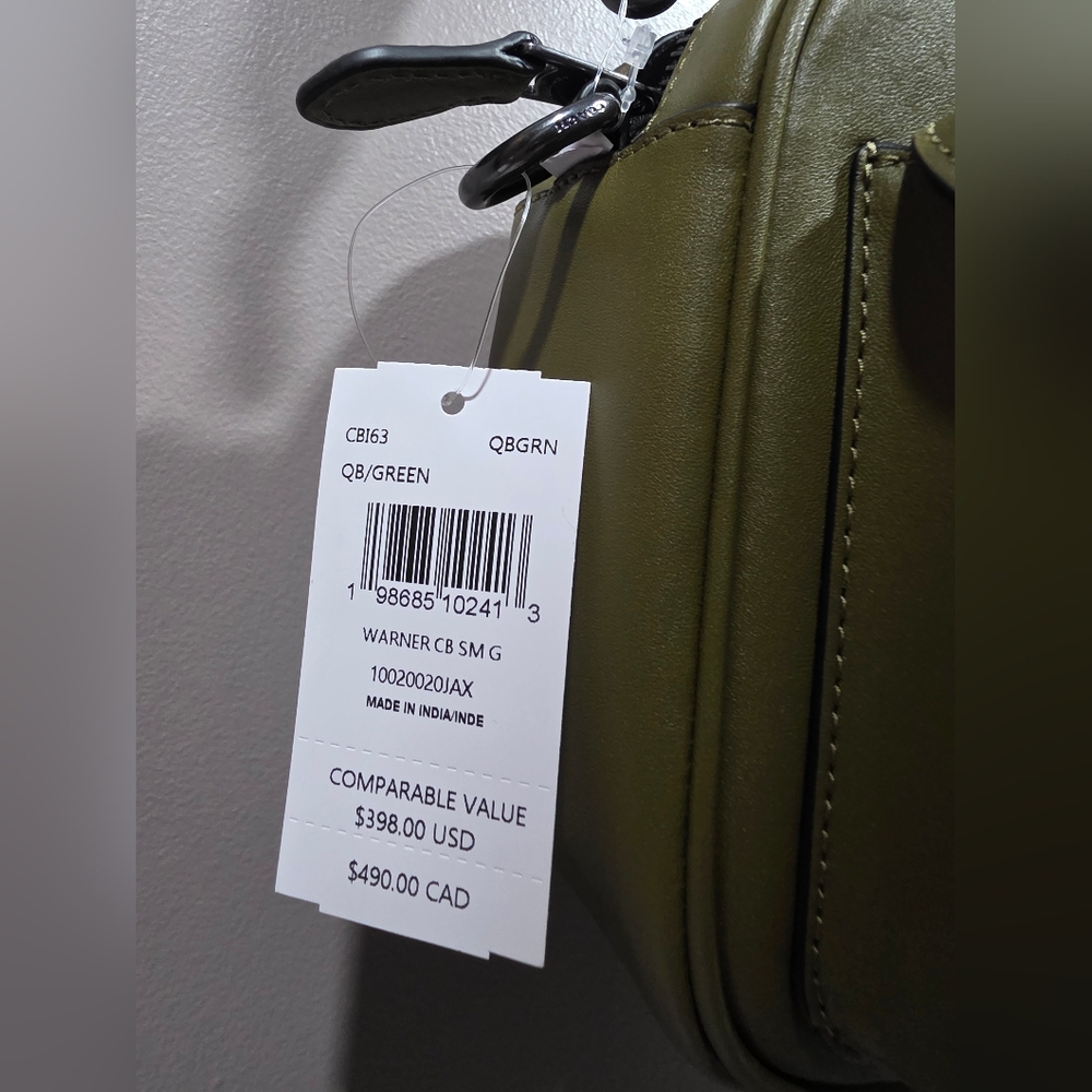 NWT COACH Olive Green Leather Crossbody Bag - Picture 12 of 12